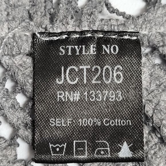 NEW POL S/M Dark Gray All Cotton Knit Cropped Knit Cami Top Crochet Style Sheer - Picture 12 of 13